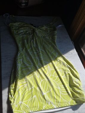 Windsor Lime Green Leaf-Print Mini Dress